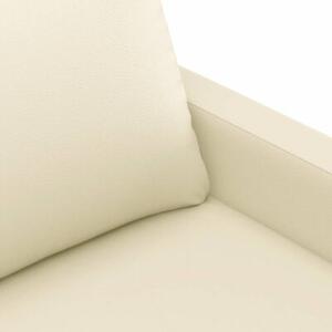Sofa, 3-osobowa kremowa, 180 cm, sztuczna skÃ³ra