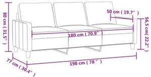 Sofa, 3-osobowa kremowa, 180 cm, sztuczna skÃ³ra
