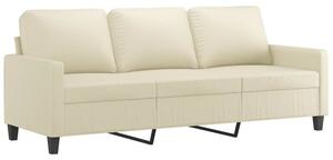 Sofa, 3-osobowa kremowa, 180 cm, sztuczna skÃ³ra