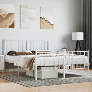 Białe metalowe łóżko małżeńskie 160x200 cm - Privex