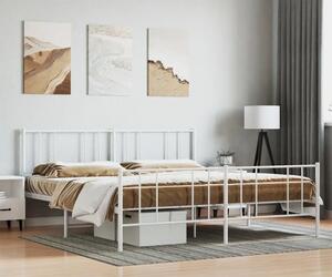 Białe metalowe łóżko małżeńskie 180x200 cm - Privex