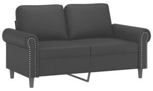 Sofa 2-osobowa z poduszkami, czarna, sztuczna skÃ³ra