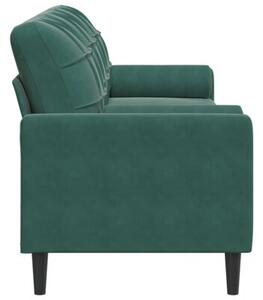 Sofa 3-osobowa z poduszkami, ciemnozielona, 210 cm, aksamit