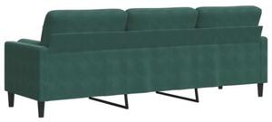 Sofa 3-osobowa z poduszkami, ciemnozielona, 210 cm, aksamit