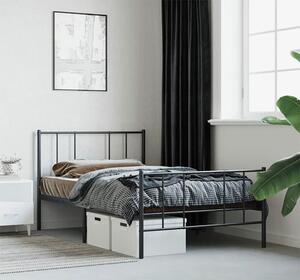Czarne industrialne łóżko z metalu 100x200cm - Privex