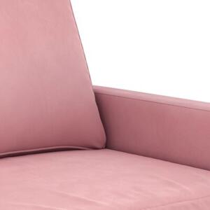 Sofa 3-osobowa, rÃ³Å¼owa, 180 cm, obita aksamitem