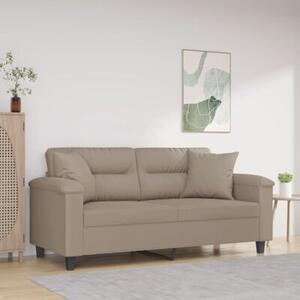 Sofa 2-osobowa z poduszkami, kolor taupe, 140 cm, mikrofibra