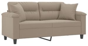 Sofa 2-osobowa z poduszkami, kolor taupe, 140 cm, mikrofibra