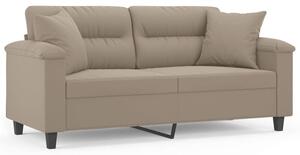 Sofa 2-osobowa z poduszkami, kolor taupe, 140 cm, mikrofibra