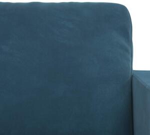 Modularna sofa aksamitna w kolorze niebieskim z czarnymi akcentami
