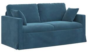 Modularna sofa aksamitna w kolorze niebieskim z czarnymi akcentami