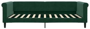 Sofa z funkcją spania, ciemnozielona, 100x200 cm, aksamitna