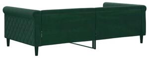 Sofa z funkcją spania, ciemnozielona, 100x200 cm, aksamitna
