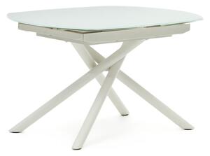 Biały rozkładany stół ze szklanym blatem 100x130 cm Yodalia – Kave Home