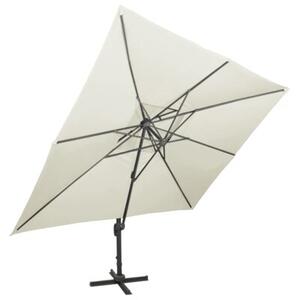 Parasol ogrodowy cantilever z podwójną górą, piaskowy, 400x300 cm