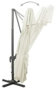 Parasol ogrodowy cantilever z podwójną górą, piaskowy, 400x300 cm