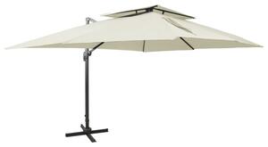 Parasol ogrodowy cantilever z podwójną górą, piaskowy, 400x300 cm