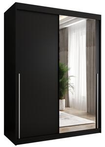 Szafa przesuwna z lustrem Garderoba SIMA T2 150 czarny + u. srebrny
