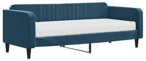 Sofa z materacem do spania, niebieska, 90x200 cm, aksamit