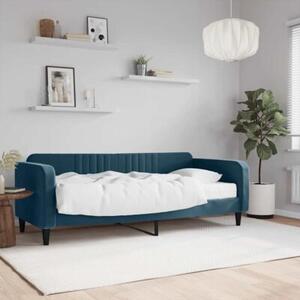 Sofa z materacem do spania, niebieska, 90x200 cm, aksamit