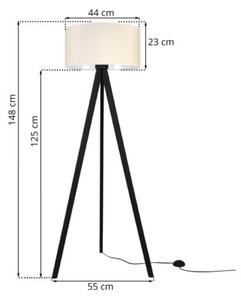 Lampa podłogowa trójnóg czarny Light Home LH Gaja 1xE27 44cm abażur walec kremowy