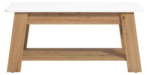 Stolik kawowy 101 cm, biel/ dąb artisan