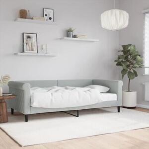 Sofa z materacem do spania, jasnoszara, 90x190 cm, aksamit