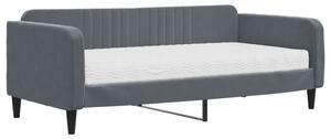 Sofa z materacem do spania, ciemnoszara, 90x190 cm, aksamit