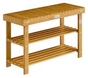 Casaria Szafka na buty z akacji z ławką 90 × 33 × 46 cm