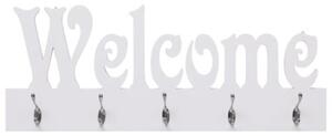Wieszak ścienny na płaszcze welcome, biały, 74 x 29,5 cm