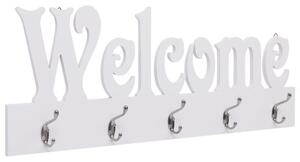 Wieszak ścienny na płaszcze welcome, biały, 74 x 29,5 cm
