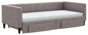 Sofa rozsuwana z szufladami, taupe, 90x200 cm, tkanina