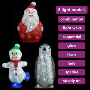 3-cz. zestaw figurek świątecznych, akryl z oświetleniem LED