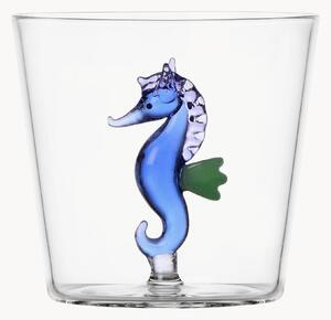 Ręcznie wykonana szklanka Seahorse Blue Marine Garden, projekt Alessandra Baldereschi