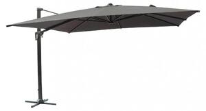 Czarny parasol ogrodowy z ramieniem o przekroju kwadratowym 4x4 z szarym materiaem Skyline