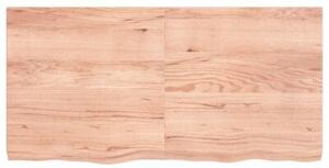 Półka, brązowa, 120x60x(2-6) cm, lakierowane lite drewno dębowe