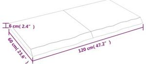 Półka, brązowa, 120x60x(2-6) cm, lakierowane lite drewno dębowe