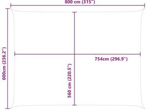 Żagiel przeciwsłoneczny jasnoszary i biały. 8 x 6 m
