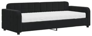 Sofa z materacem do spania, czarna, 80x200 cm, aksamit
