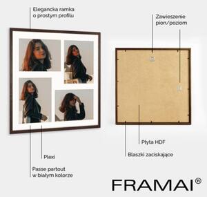 Ramka na zdjęcia 4x 13x18 cm brązowa galeria zdjęć multirama collage 40x40 cm FRAMAI®