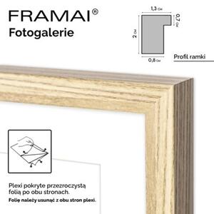 Ramka na zdjęcia 10 zdjęć 10x15 cm rama kolor dębowy foto galeria 40x60 cm FRAMAI®