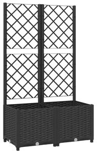 Donica ogrodowa z kratką, czarna, 80x40x136 cm, PP