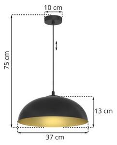 Lampa wisząca Light Home LH Misa 1xE27 klosz 37cm czarny/złoty