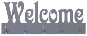 Wieszak ścienny na płaszcze welcome, szary, 74 x 29,5 cm