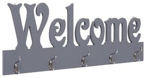 Wieszak ścienny na płaszcze welcome, szary, 74 x 29,5 cm