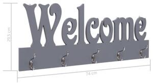Wieszak ścienny na płaszcze welcome, szary, 74 x 29,5 cm