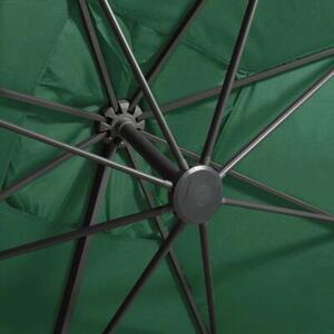 Parasol wiszący z LED i słupkiem, zielony, 300 cm