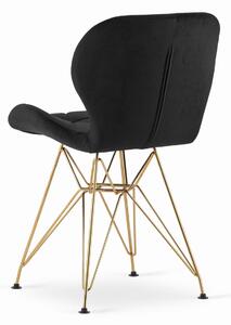 MebleMWM Krzesła czarne, złote nogi NEST 3620 ▪️ WELUR ▪️ 4 SZTUKI