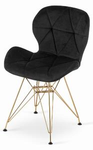 MebleMWM Krzesła czarne, złote nogi NEST 3620 ▪️ WELUR ▪️ 4 SZTUKI