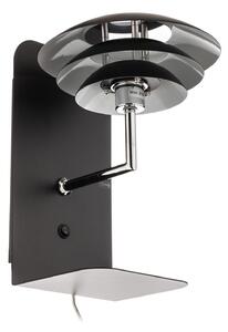 Lampa Ścienna Dyberg Larsen, DL20 USB Shelf, ściemnialny, czarny, sypialnia, metal, skandynawski